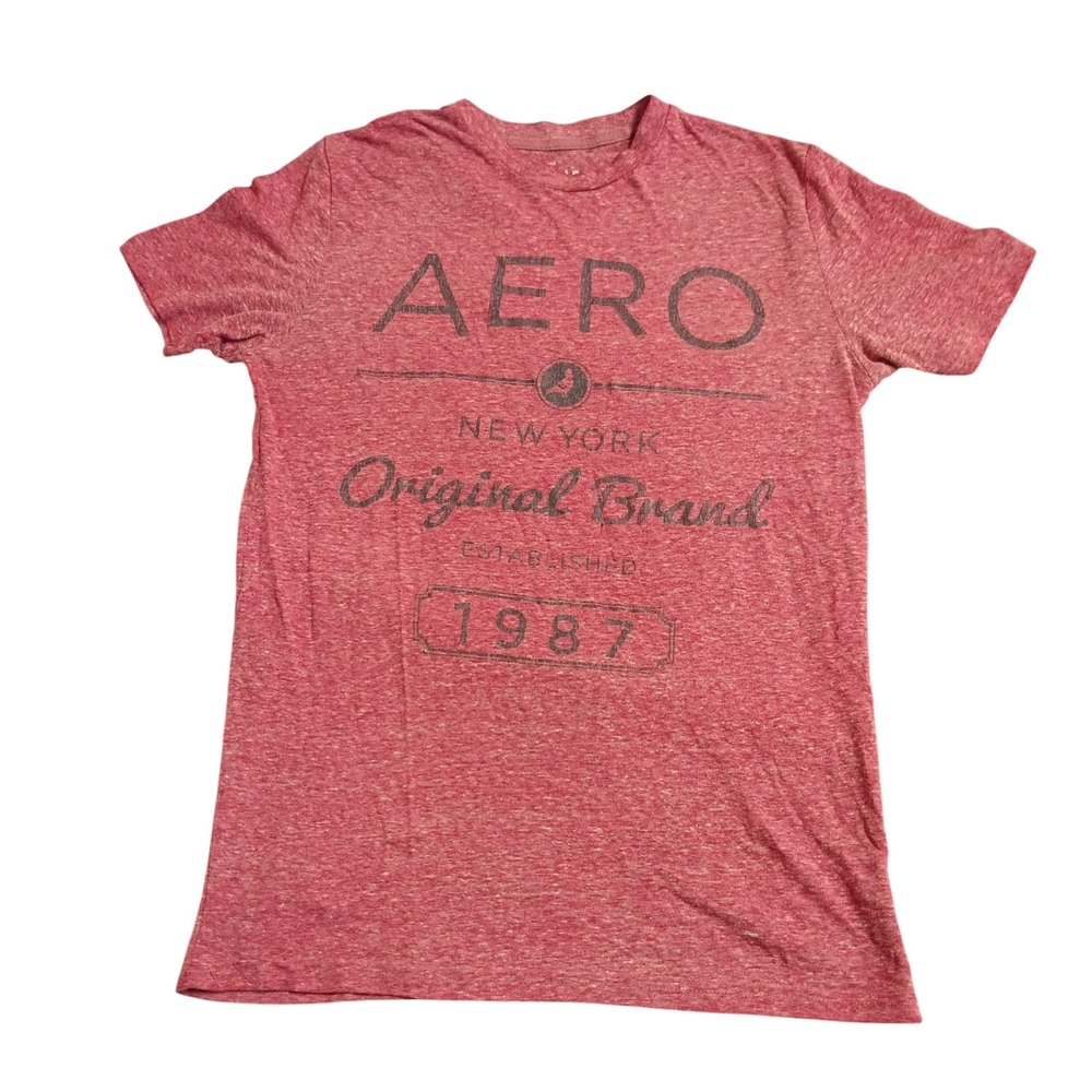 Aeropostale Graphic Tee Mens XS Red Heathered Vintage 1987 New York Shirt